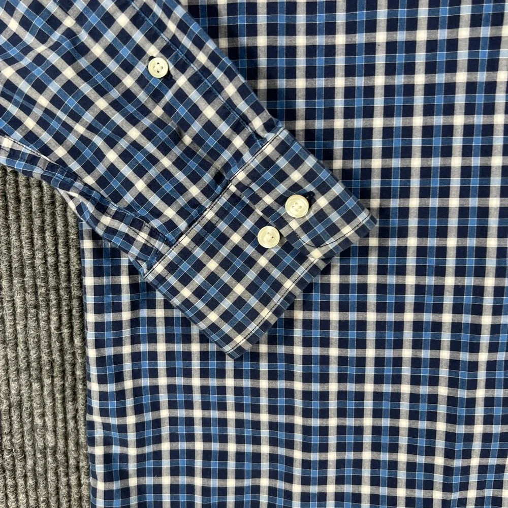 Banana Republic Shirt Mens Large Blue Plaid Long Sleeve Button Up Casual Work